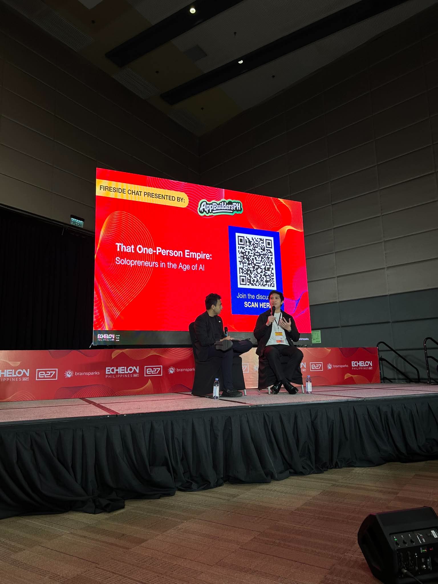 Bryl Lim speaking during a fireside chat about solopreneurs in the age of AI