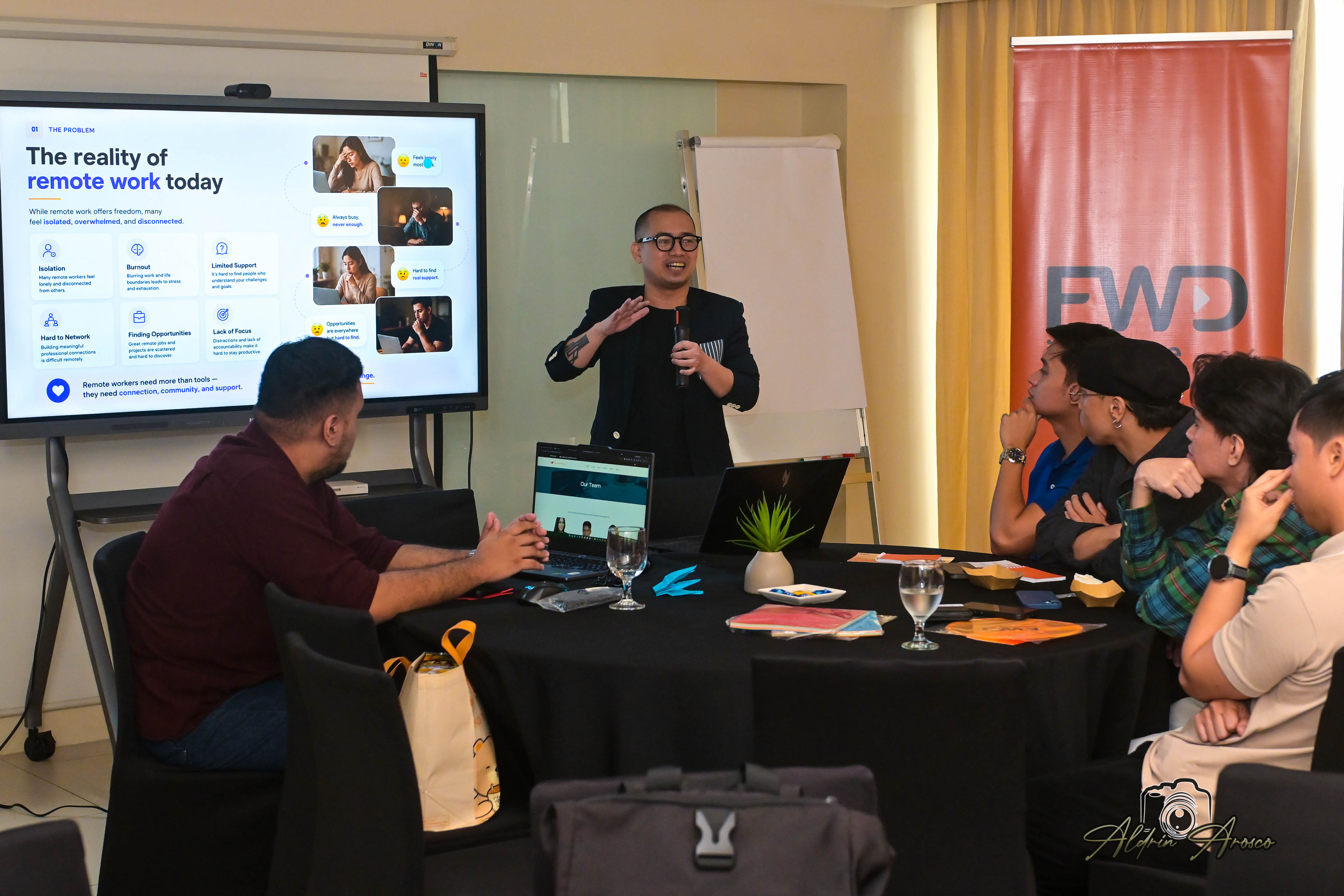 Geloi Dequit presenting at the event